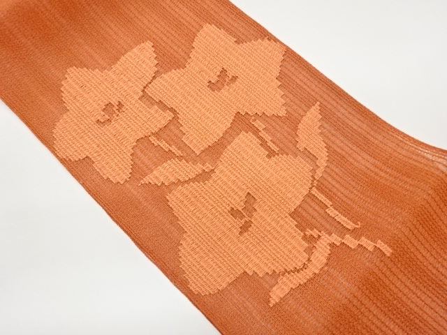 JAPANESE NAGOYA OBI FOR SUMMER / WOVEN BALLOON FLOWER